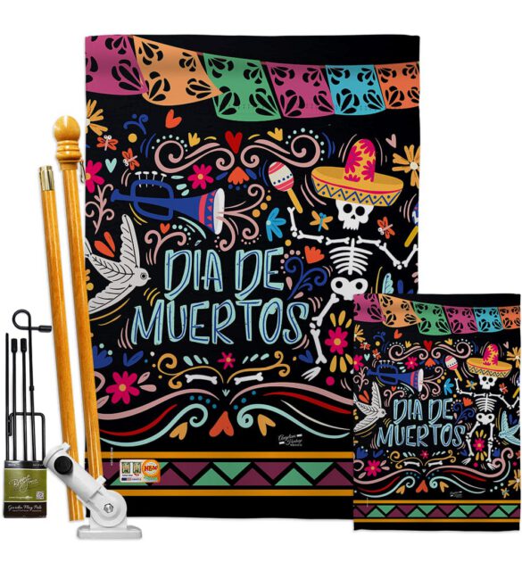Colorful Dia de Muertos - Halloween Fall Vertical Impressions Decorative Flags HG137071 Made In USA - Image 6