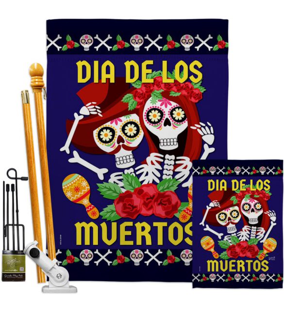 Dia De Los Muertos Pair - Halloween Fall Vertical Impressions Decorative Flags HG137246 Made In USA - Image 6