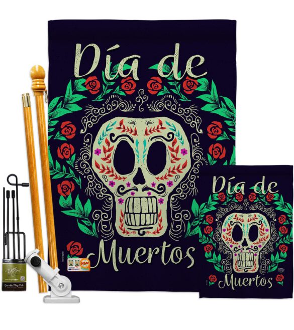 Dia de Muertos Skeleton - Halloween Fall Vertical Impressions Decorative Flags HG192074 Made In USA - Image 6