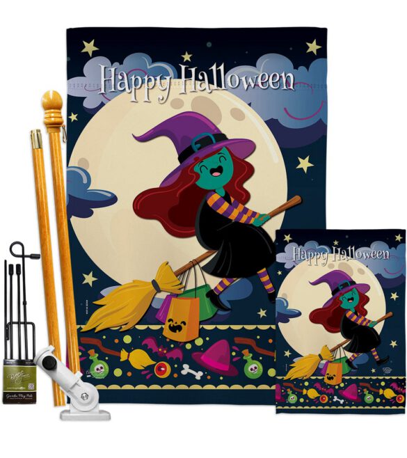 Happy Halloween Witch - Halloween Fall Vertical Impressions Decorative Flags HG192218 Made In USA - Image 6