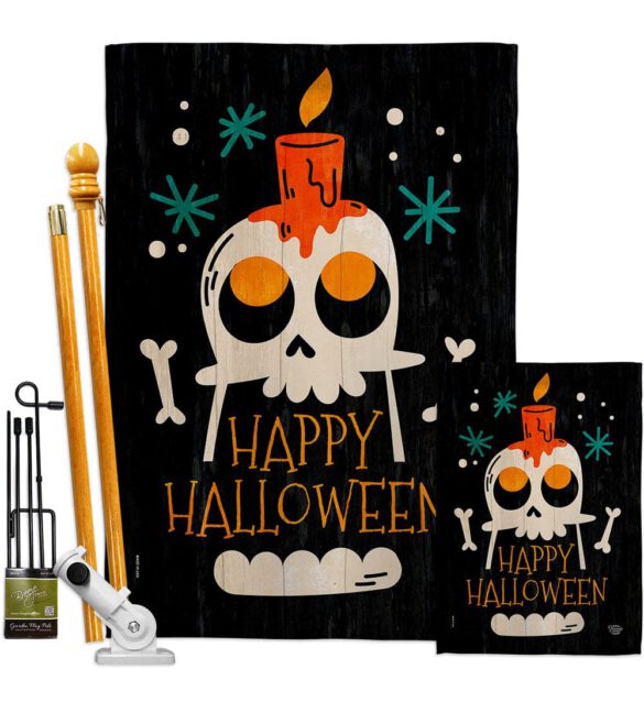 Happy Skull - Halloween Fall Vertical Impressions Decorative Flags HG192664 Made In USA - Image 6