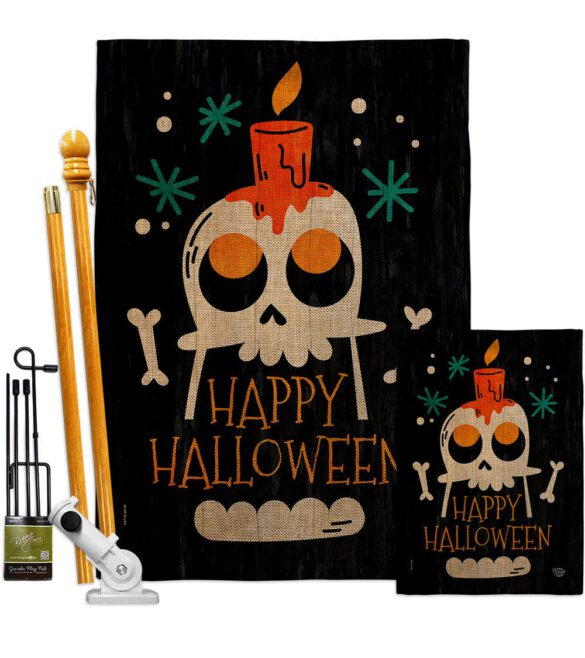 Happy Skull - Halloween Fall Vertical Impressions Decorative Flags HG192664 Made In USA - Image 18
