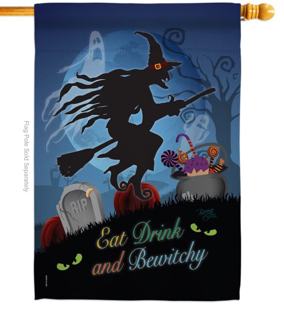 Bewitchy - Halloween Fall Vertical Impressions Decorative Flags HG112005 Made In USA - Image 2