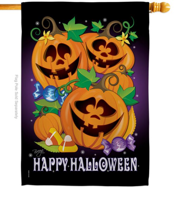 Happy Pumpkins - Halloween Fall Vertical Impressions Decorative Flags HG112049 Made In USA - Image 2