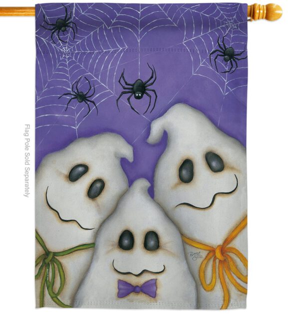 3 Ghosts - Halloween Fall Vertical Impressions Decorative Flags HG112055 Made In USA - Image 3