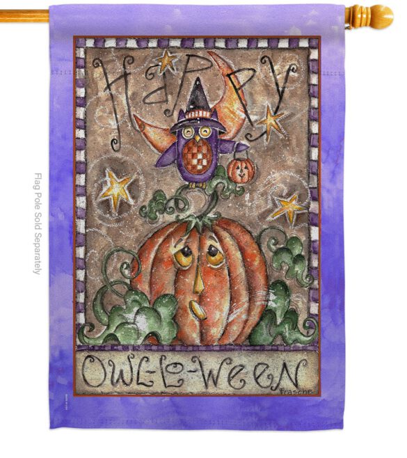 Happy Owl Lo Ween - Halloween Fall Vertical Impressions Decorative Flags HG112064 Made In USA - Image 2