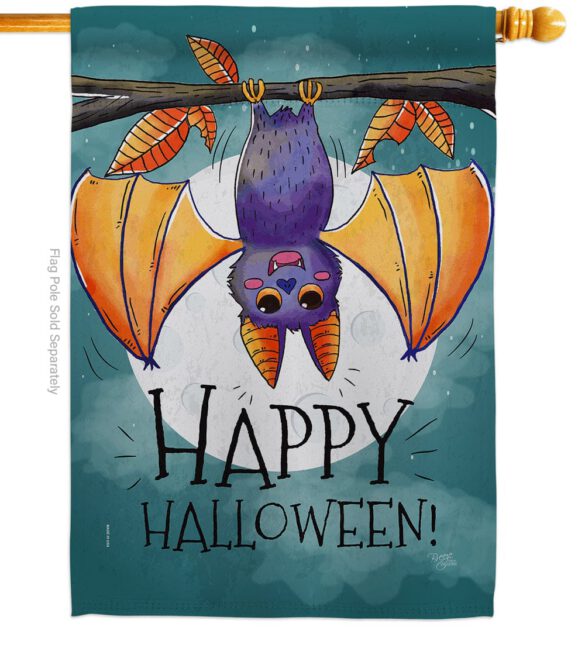 Happy Halloween Bat - Halloween Fall Vertical Impressions Decorative Flags HG112076 Made In USA - Image 2