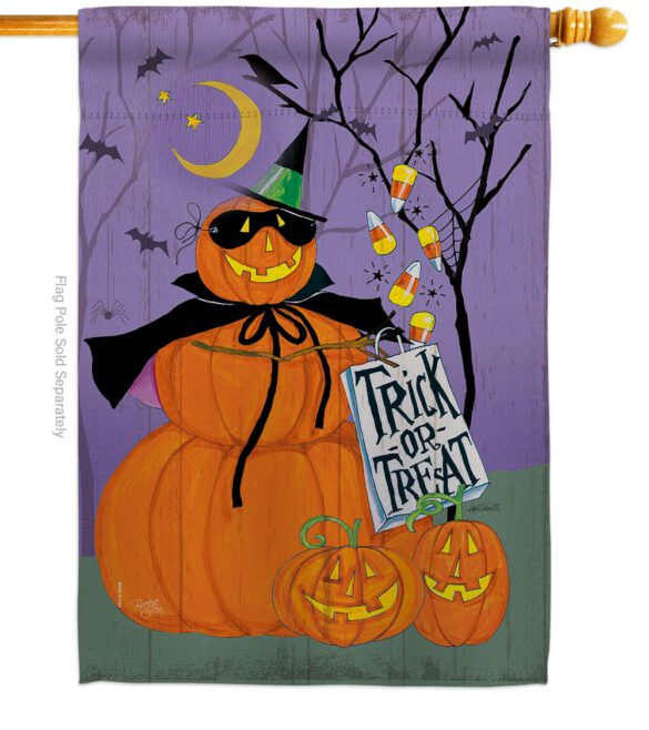 Happy Pumpkin Trio - Halloween Fall Vertical Impressions Decorative Flags HG112084 Made In USA - Image 2