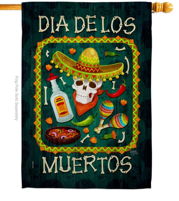 Calavera Sugar Skull - Halloween Fall Vertical Impressions Decorative Flags HG112111 Made In USA - Image 2