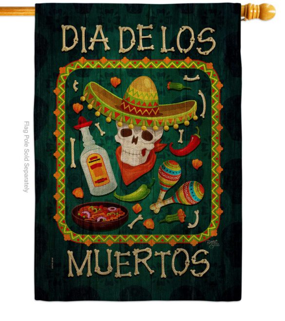 Calavera Sugar Skull - Halloween Fall Vertical Impressions Decorative Flags HG112111 Made In USA - Image 14
