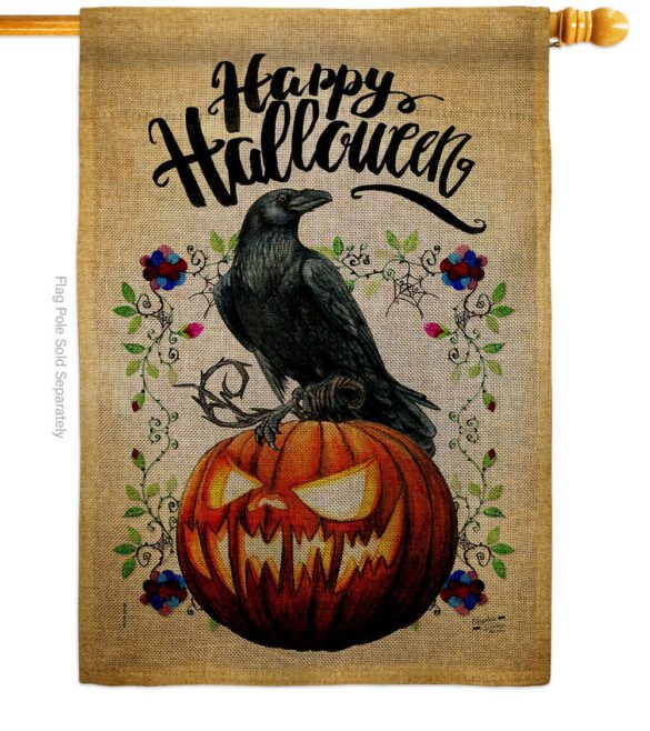 Crow & Pumpkin - Halloween Fall Horizontal Impressions Decorative Flags HG130411 Made In USA - Image 23