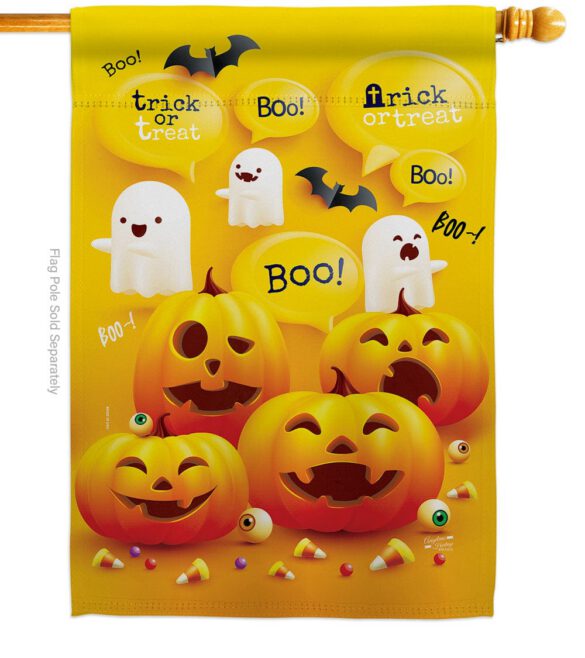 Ghosts And Pumpkins - Halloween Fall Vertical Impressions Decorative Flags HG137557 Made In USA - Image 2