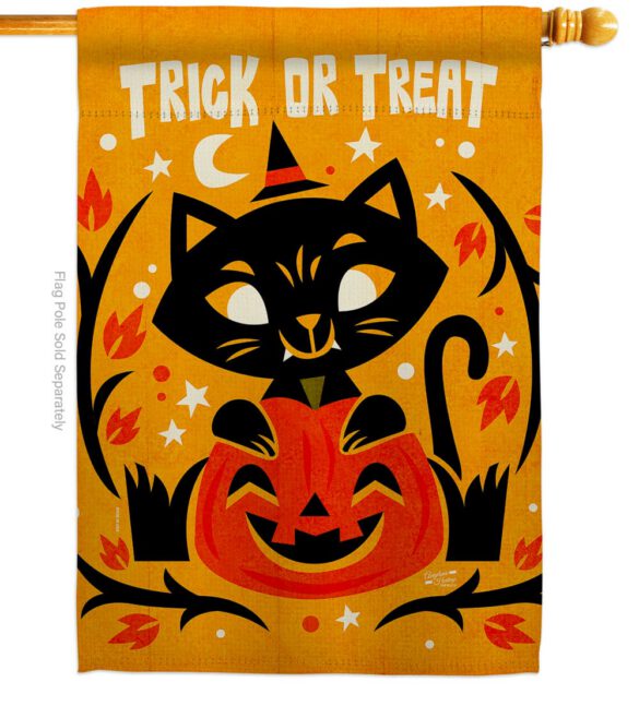 Happy Black Cat - Halloween Fall Vertical Impressions Decorative Flags HG137577 Made In USA - Image 2
