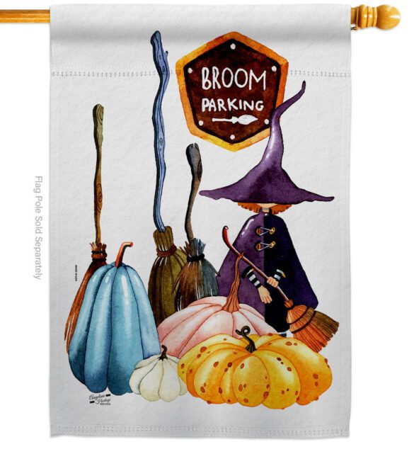 Broom Stop - Halloween Fall Vertical Impressions Decorative Flags HG137584 Made In USA - Image 2
