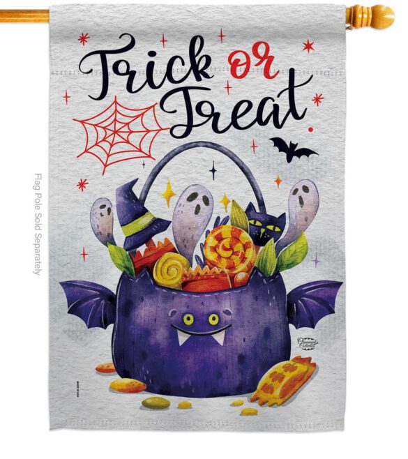 Full Treat - Halloween Fall Vertical Impressions Decorative Flags HG190180 Made In USA - Image 2