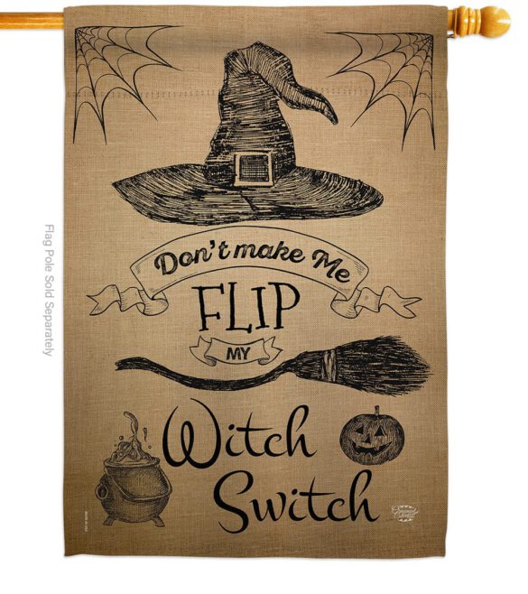 Flip my Witch Switch - Halloween Fall Vertical Impressions Decorative Flags HG191031 Made In USA - Image 2