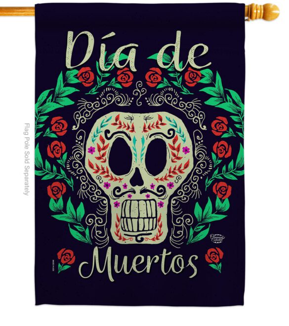 Dia de Muertos Skeleton - Halloween Fall Vertical Impressions Decorative Flags HG192074 Made In USA - Image 2