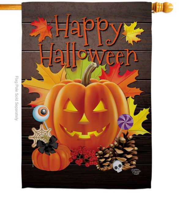 Evil Halloween Pumpkin - Halloween Fall Vertical Impressions Decorative Flags HG192141 Made In USA - Image 2