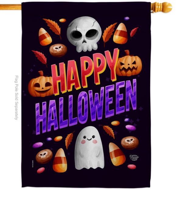 Halloween Treat - Halloween Fall Vertical Impressions Decorative Flags HG192285 Made In USA - Image 2
