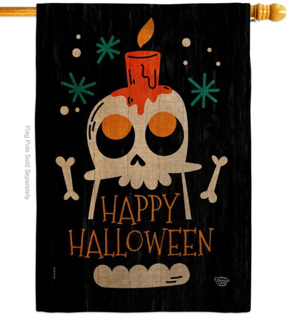 Happy Skull - Halloween Fall Vertical Impressions Decorative Flags HG192664 Made In USA - Image 14