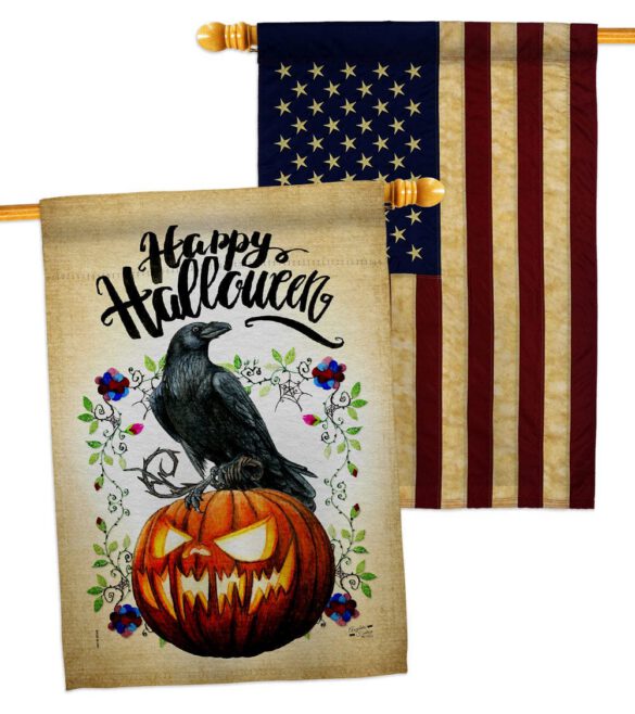 Crow & Pumpkin - Halloween Fall Horizontal Impressions Decorative Flags HG130411 Made In USA - Image 8