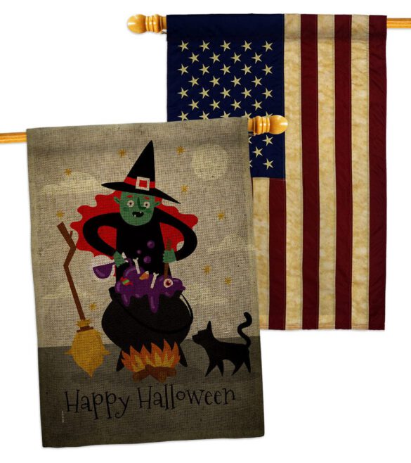 Casting Spells - Halloween Fall Horizontal Impressions Decorative Flags HG190173 Made In USA - Image 29