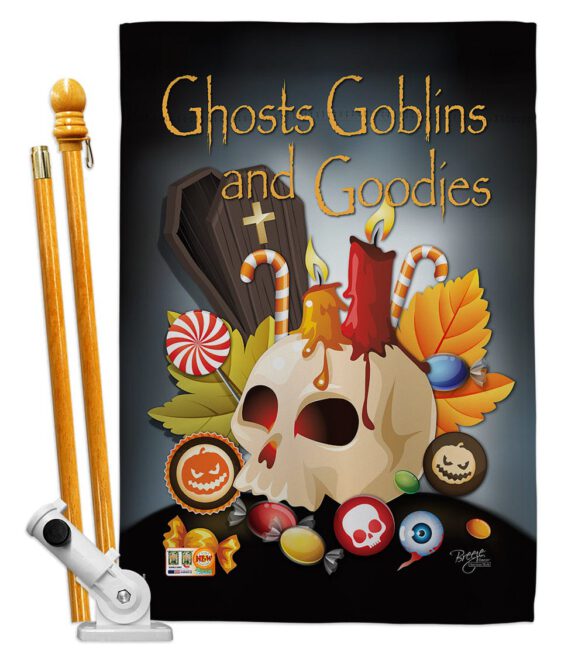 Ghosts Goblins and Goodies - Halloween Fall Vertical Impressions Decorative Flags HG112007 Made In USA - Image 5