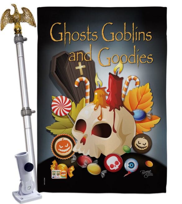 Ghosts Goblins and Goodies - Halloween Fall Vertical Impressions Decorative Flags HG112007 Made In USA - Image 13