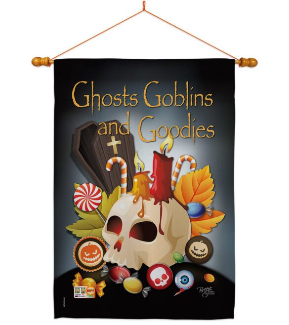 Ghosts Goblins and Goodies - Halloween Fall Vertical Impressions Decorative Flags HG112007 Made In USA - Image 14