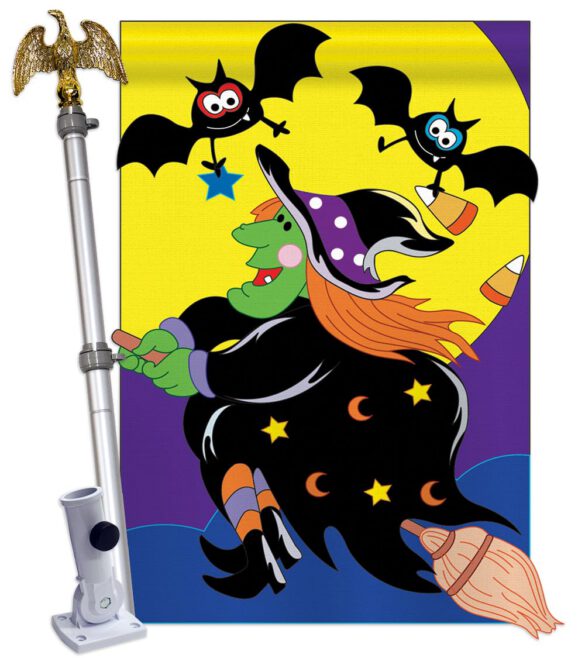 Bats & Witch - Halloween Fall Vertical Applique Decorative Flags HG112044 Imported - Image 8