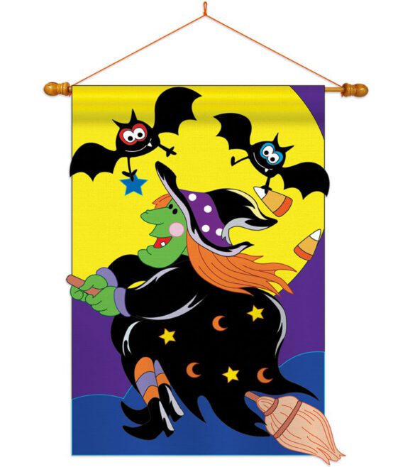Bats & Witch - Halloween Fall Vertical Applique Decorative Flags HG112044 Imported - Image 11