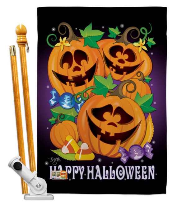 Happy Pumpkins - Halloween Fall Vertical Impressions Decorative Flags HG112049 Made In USA - Image 5