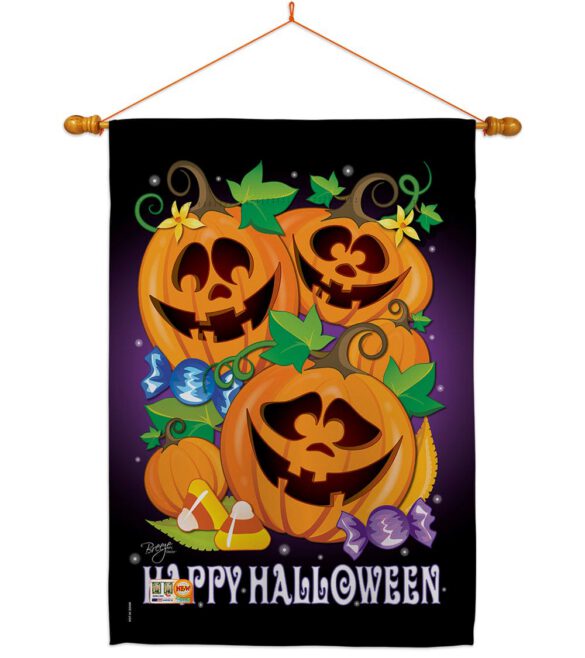 Happy Pumpkins - Halloween Fall Vertical Impressions Decorative Flags HG112049 Made In USA - Image 14