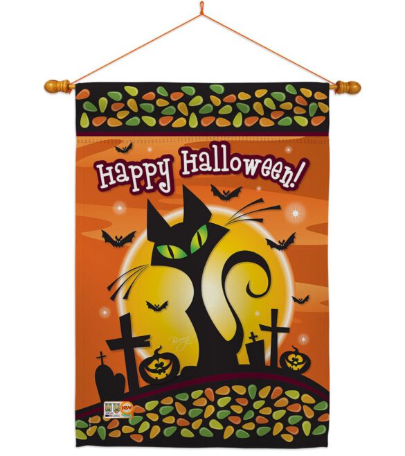 Halloween Black Cat - Halloween Fall Vertical Impressions Decorative Flags HG112050 Made In USA - Image 14