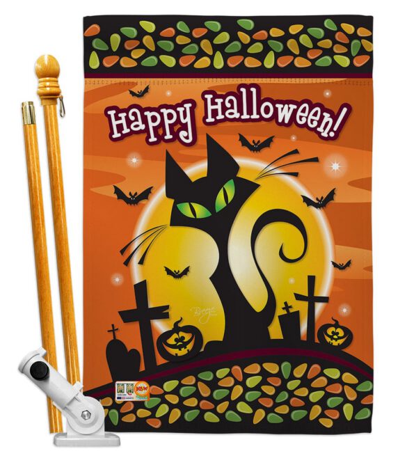Halloween Black Cat - Halloween Fall Vertical Impressions Decorative Flags HG112050 Made In USA - Image 5