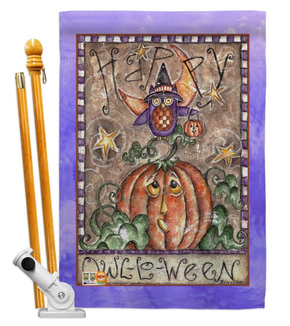 Happy Owl Lo Ween - Halloween Fall Vertical Impressions Decorative Flags HG112064 Made In USA - Image 5