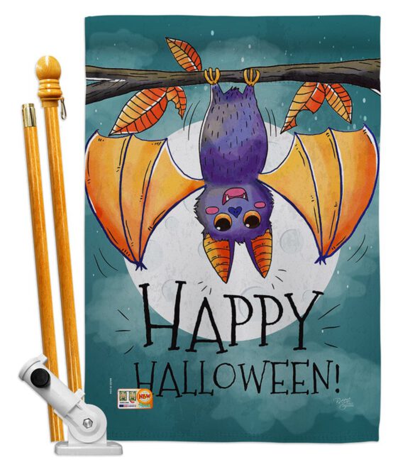 Happy Halloween Bat - Halloween Fall Vertical Impressions Decorative Flags HG112076 Made In USA - Image 5