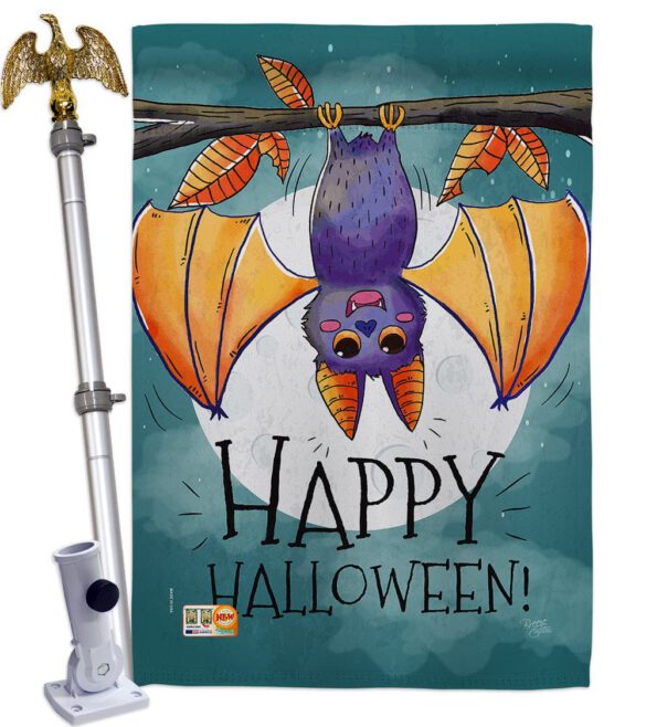 Happy Halloween Bat - Halloween Fall Vertical Impressions Decorative Flags HG112076 Made In USA - Image 13