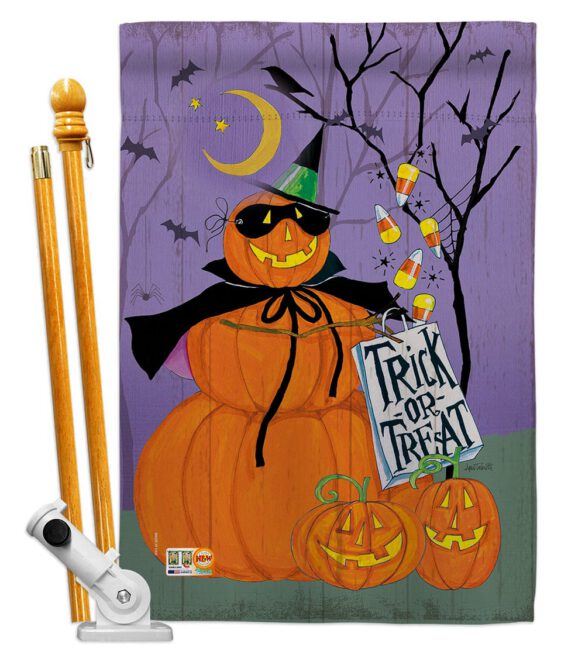 Happy Pumpkin Trio - Halloween Fall Vertical Impressions Decorative Flags HG112084 Made In USA - Image 5