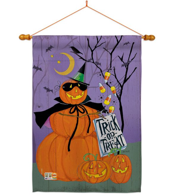 Happy Pumpkin Trio - Halloween Fall Vertical Impressions Decorative Flags HG112084 Made In USA - Image 14