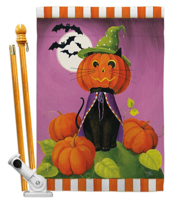 Happy Haunting Cat - Halloween Fall Vertical Impressions Decorative Flags HG112094 Made In USA - Image 5