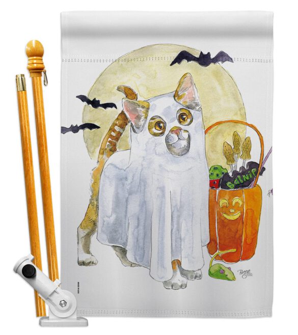 Ghost Cat - Halloween Fall Vertical Impressions Decorative Flags HG112097 Made In USA - Image 5