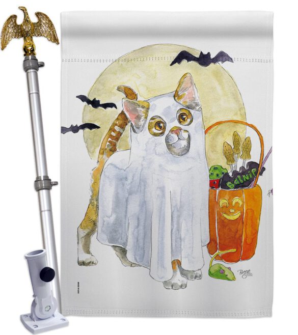 Ghost Cat - Halloween Fall Vertical Impressions Decorative Flags HG112097 Made In USA - Image 9