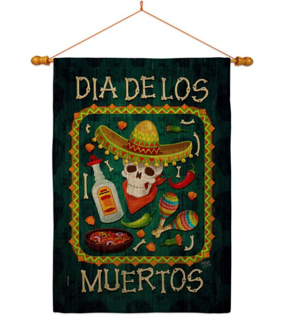 Calavera Sugar Skull - Halloween Fall Vertical Impressions Decorative Flags HG112111 Made In USA - Image 24