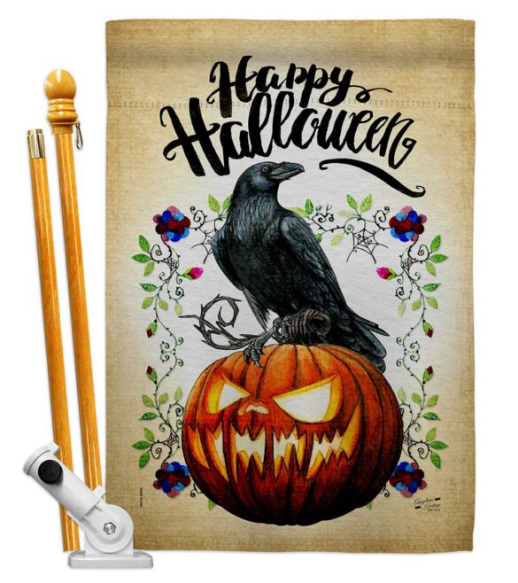 Crow & Pumpkin - Halloween Fall Horizontal Impressions Decorative Flags HG130411 Made In USA - Image 5