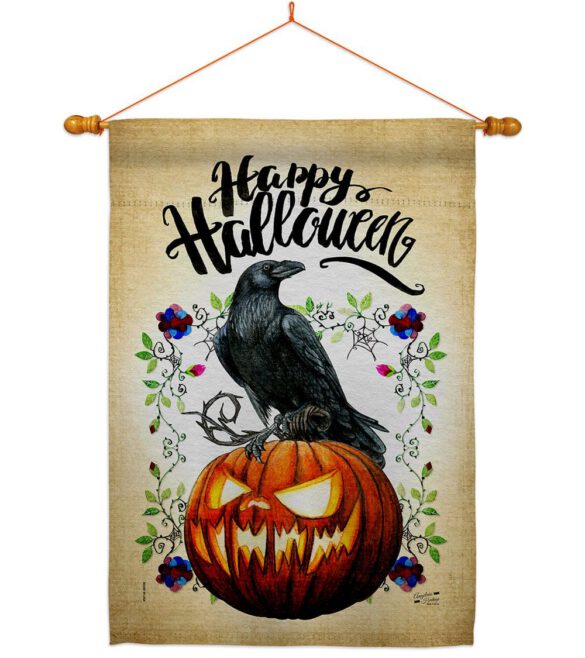 Crow & Pumpkin - Halloween Fall Horizontal Impressions Decorative Flags HG130411 Made In USA - Image 21