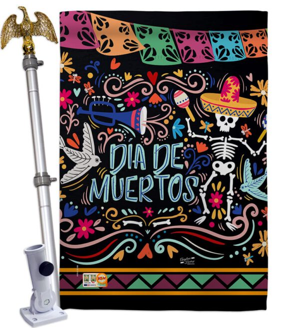 Colorful Dia de Muertos - Halloween Fall Vertical Impressions Decorative Flags HG137071 Made In USA - Image 13