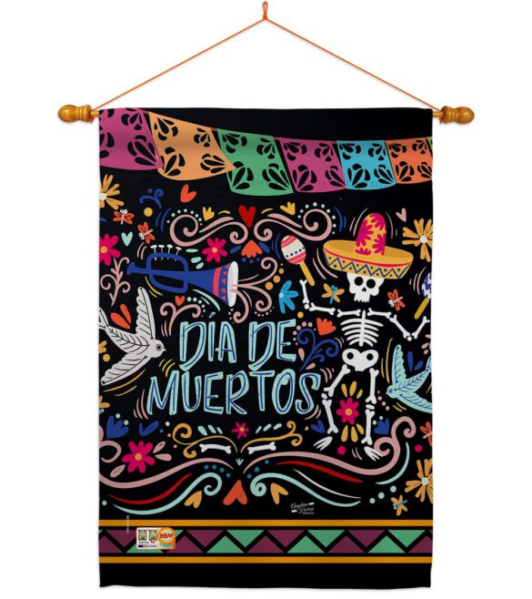 Colorful Dia de Muertos - Halloween Fall Vertical Impressions Decorative Flags HG137071 Made In USA - Image 14