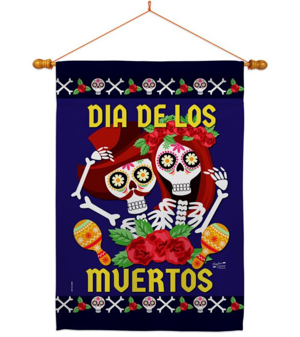 Dia De Los Muertos Pair - Halloween Fall Vertical Impressions Decorative Flags HG137246 Made In USA - Image 10