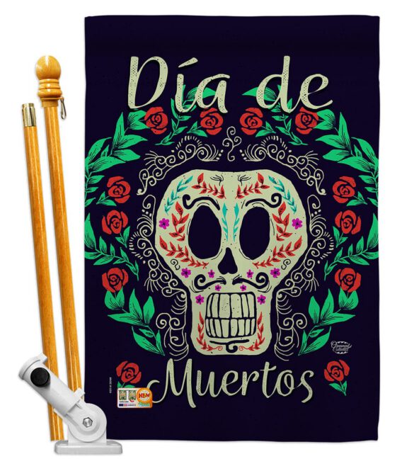 Dia de Muertos Skeleton - Halloween Fall Vertical Impressions Decorative Flags HG192074 Made In USA - Image 5